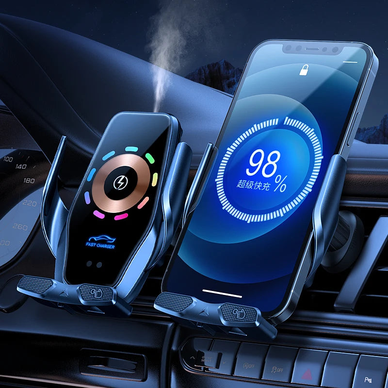 Snap on Type Magnetic Wireless Charging Mobile Car Air Vent Phone Holder 360 Rotation Aluminum Alloy Material Universal Dashboard Mount