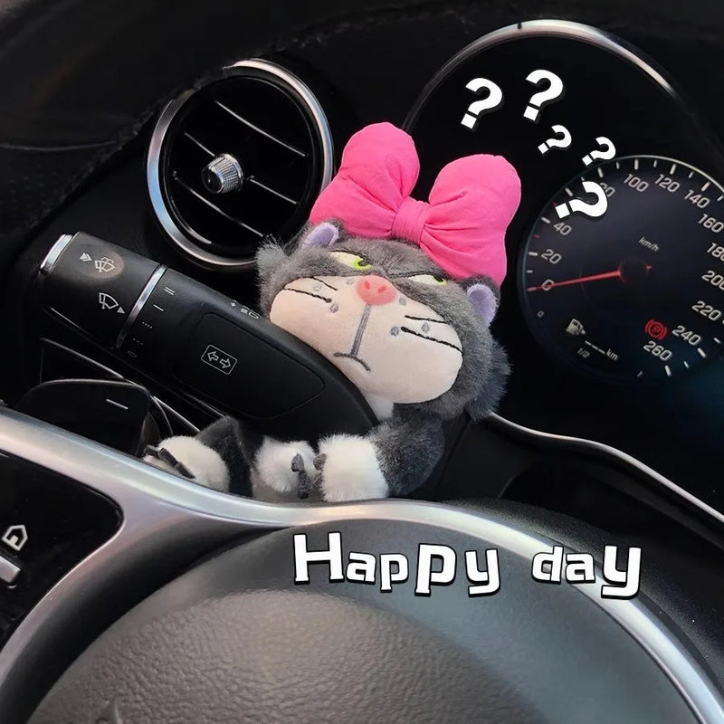 Wiper Turn Signal Lever Shift Knob Decorative Plush Cute Cat Dog Column Shift Decoration Accompany Car Interior Accessories