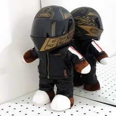 30CM Super Cool Motorcycle Bear Doll Locomotive Teddy Bear Mini Helmet Bear