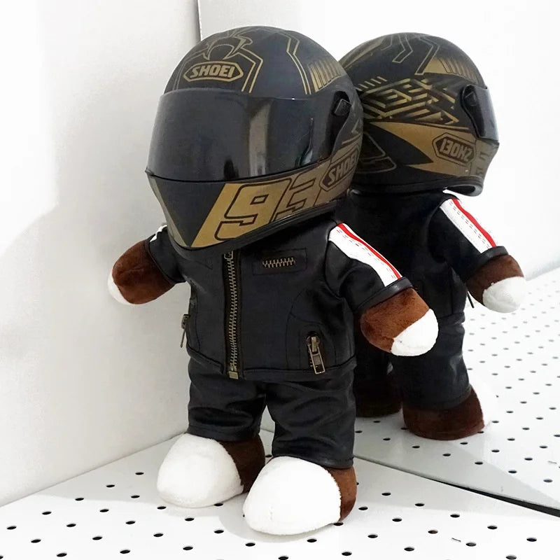 30CM Super Cool Motorcycle Bear Doll Locomotive Teddy Bear Mini Helmet Bear