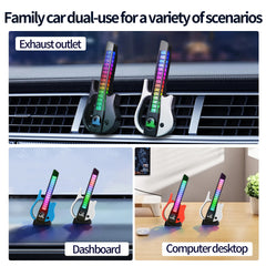 Auto Air Vent Guitar Shape RGB Sound Pickup Light Music Sync LED Ambient Car Interior Lamp