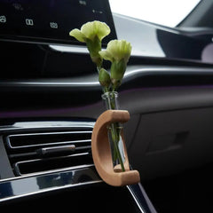 Black Walnut Wood Car Flower Vase Holder Ornaments Wooden Vent Clip 2 Pcs Set