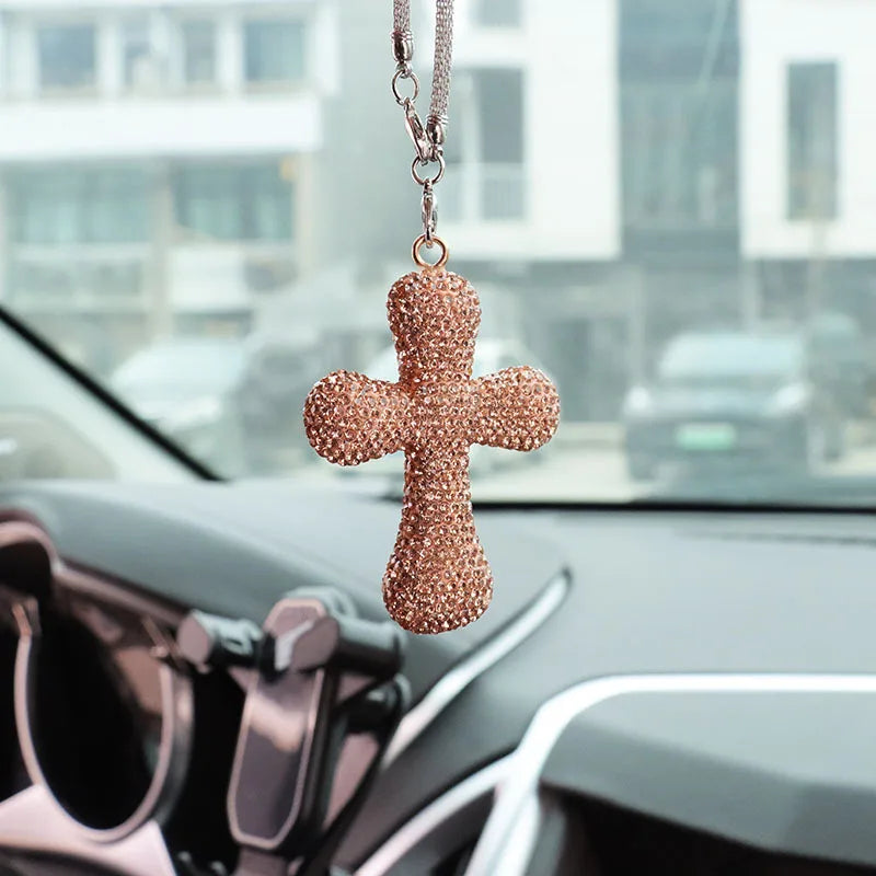 Rhinestone Cross Mirror Hanging