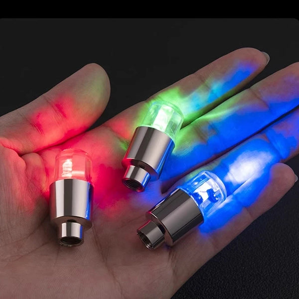 4 Pcs Set Glowing Tyre Valve Cover Red/Blue/Green Changing Color Light Glowing at Night Battery Included