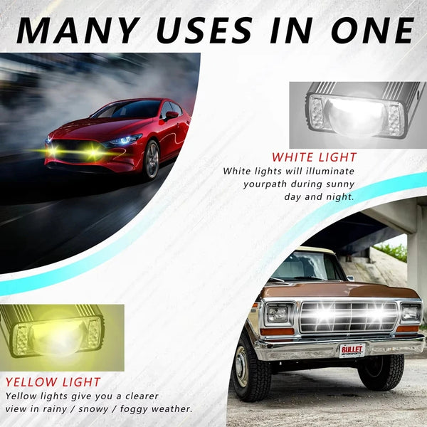 LED Car Grille Spotlight Projector Lens Light DRL 150W 12000LM Super Bright Motorcycle Auxiliary Spotlight 6000K/4500K/3000K 12V