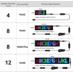 5V Programmable RGB LED Matrix Pixel Panel Flexible Advertising RGB Scroll Message Board for Car Rear Window