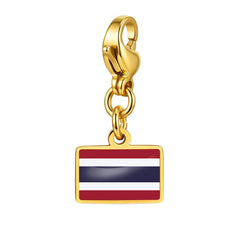 Country Flag Charms Stainless Steel Gold Plated