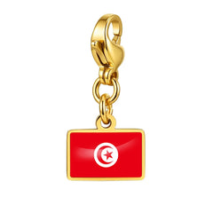 Country Flag Charms Stainless Steel Gold Plated