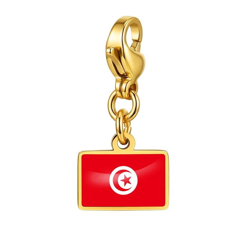 Country Flag Charms Stainless Steel Gold Plated