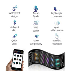 5V Programmable RGB LED Matrix Pixel Panel Flexible Advertising RGB Scroll Message Board for Car Rear Window