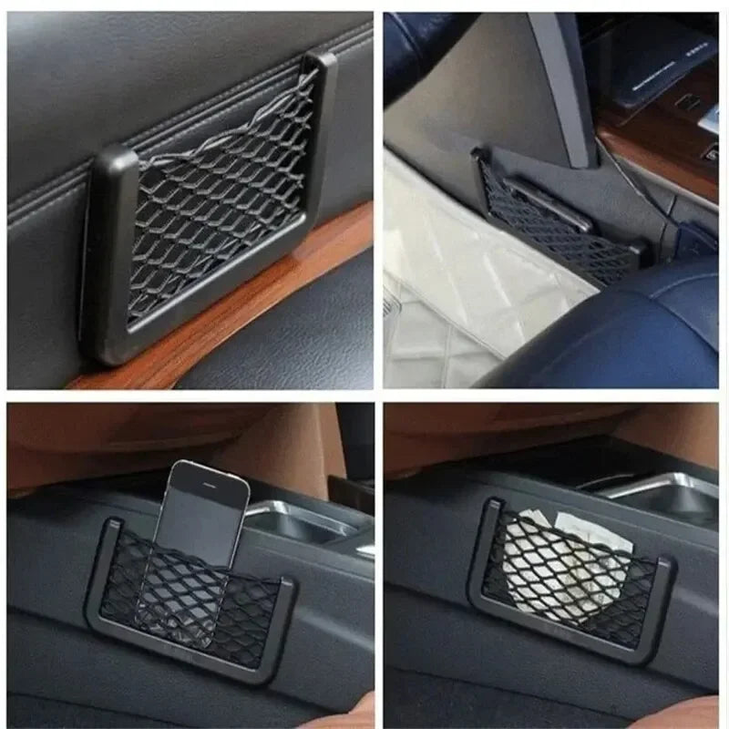 4 PCS SET MODERN CAR ORGANIZER NET WITH PHONE HOLDER POCKET SIDE NET FOR CAR ORGANIZATION