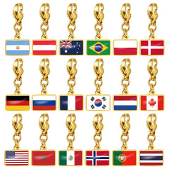 Country Flag Charms Stainless Steel Gold Plated
