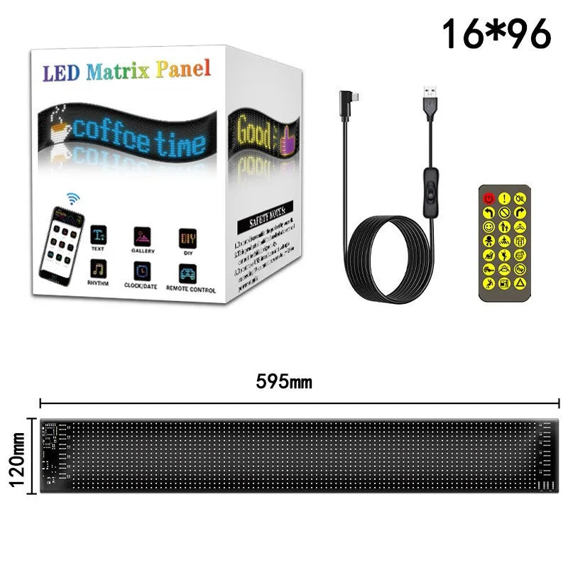 5V Programmable RGB LED Matrix Pixel Panel Flexible Advertising RGB Scroll Message Board for Car Rear Window