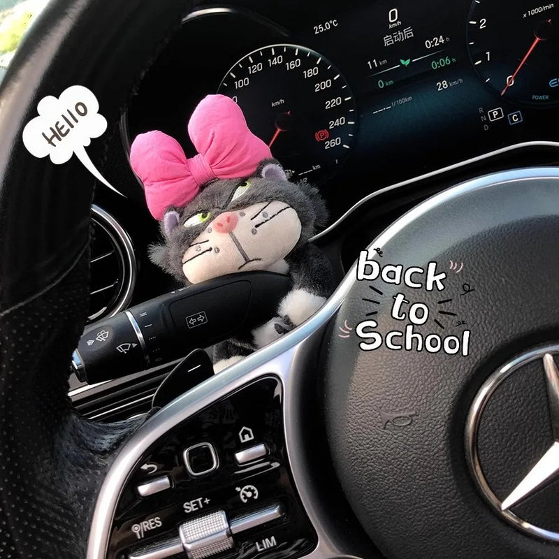 Wiper Turn Signal Lever Shift Knob Decorative Plush Cute Cat Dog Column Shift Decoration Accompany Car Interior Accessories