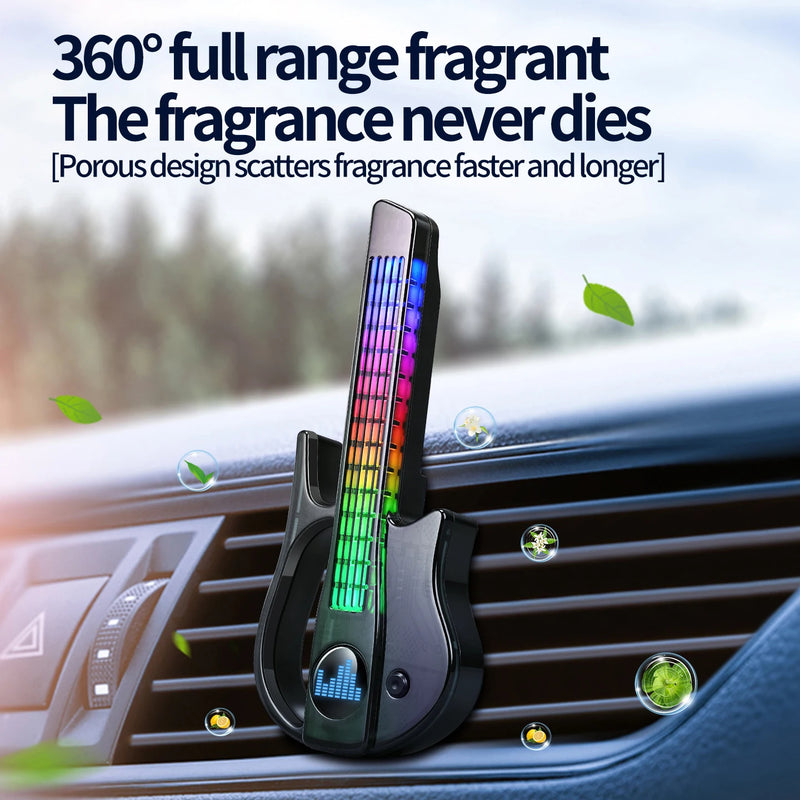 Auto Air Vent Guitar Shape RGB Sound Pickup Light Music Sync LED Ambient Car Interior Lamp