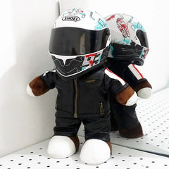 30CM Super Cool Motorcycle Bear Doll Locomotive Teddy Bear Mini Helmet Bear