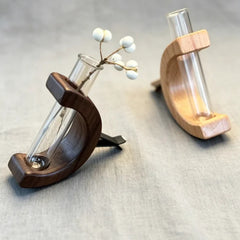 Black Walnut Wood Car Flower Vase Holder Ornaments Wooden Vent Clip 2 Pcs Set