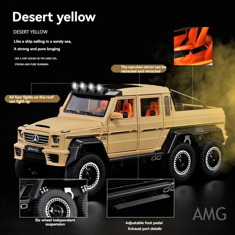 Mercedes G Wagon 6x6 Metal Diecast Car 1:24 (21x8 cm)