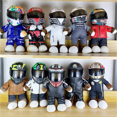 30CM Super Cool Motorcycle Bear Doll Locomotive Teddy Bear Mini Helmet Bear