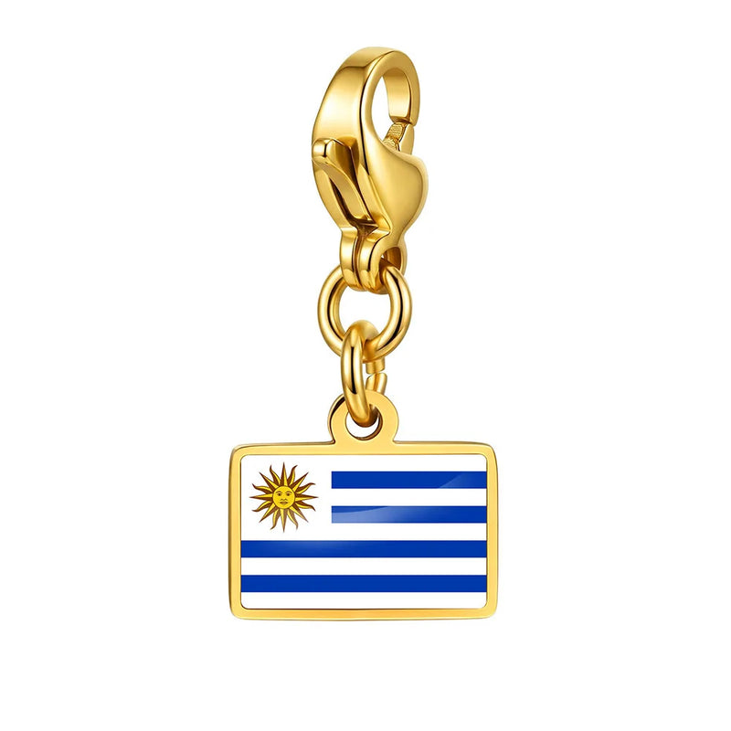 Country Flag Charms Stainless Steel Gold Plated
