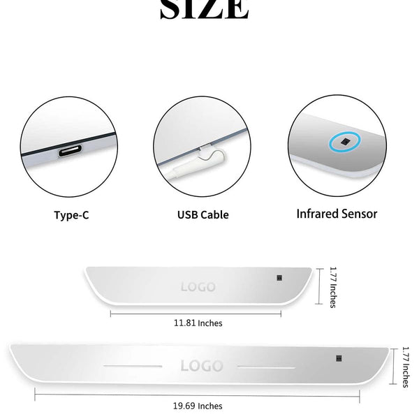 4Pcs LED Door Sill Lights, Wireless Car Door Lights, LED Door Sill with 7 Lighting Colors, Auto-Sensing, Magnetic, IP67 Waterproof, Customized Door Lights Logo