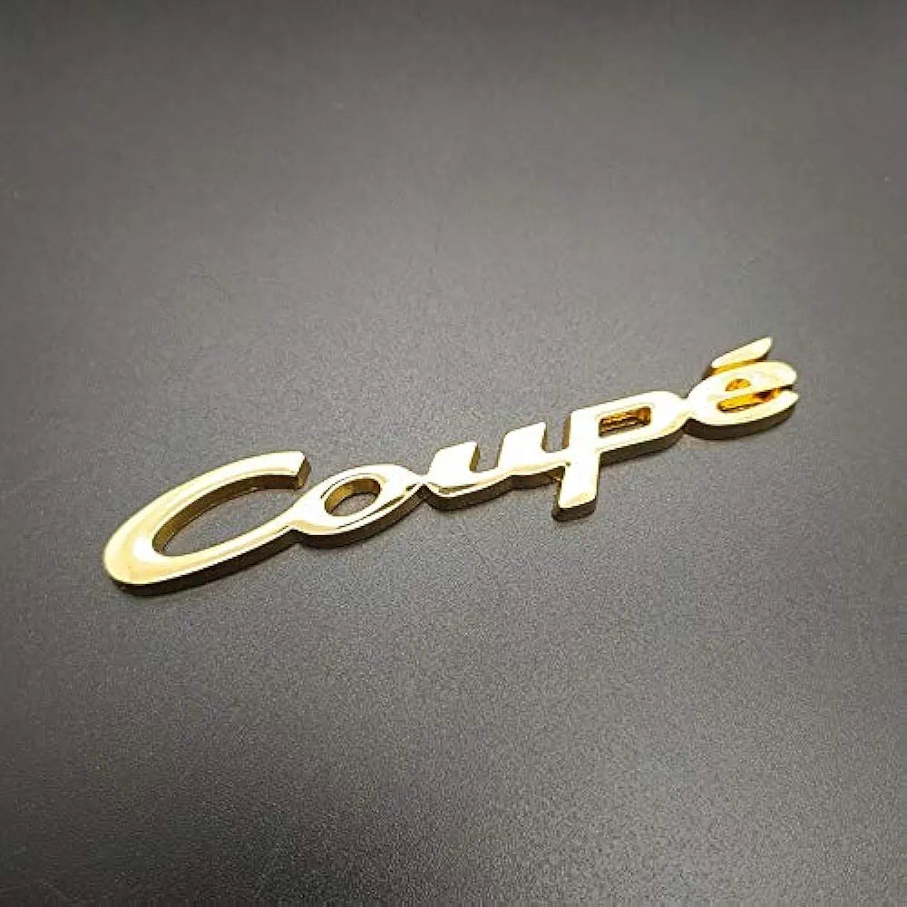 3D Coupe Metal Sticker Decal Gold (9.5 x 1 cm)