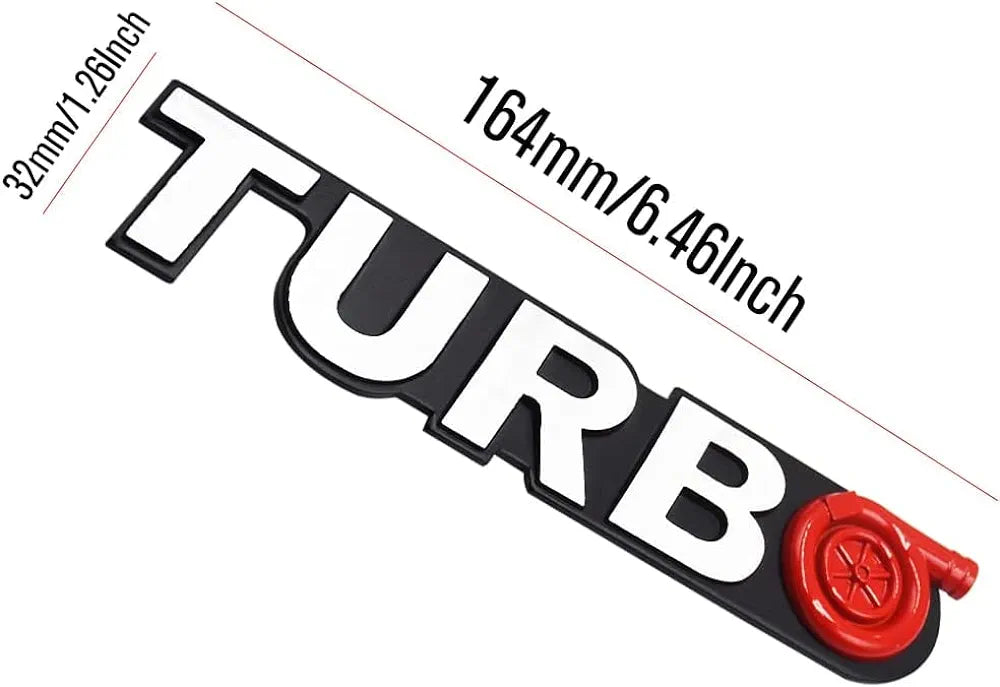 3D TURBO Metal Sticker Decal SIlver (16 x 3 cm)