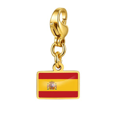 Country Flag Charms Stainless Steel Gold Plated