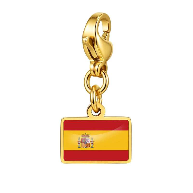 Country Flag Charms Stainless Steel Gold Plated