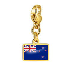 Country Flag Charms Stainless Steel Gold Plated