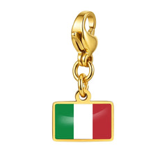 Country Flag Charms Stainless Steel Gold Plated