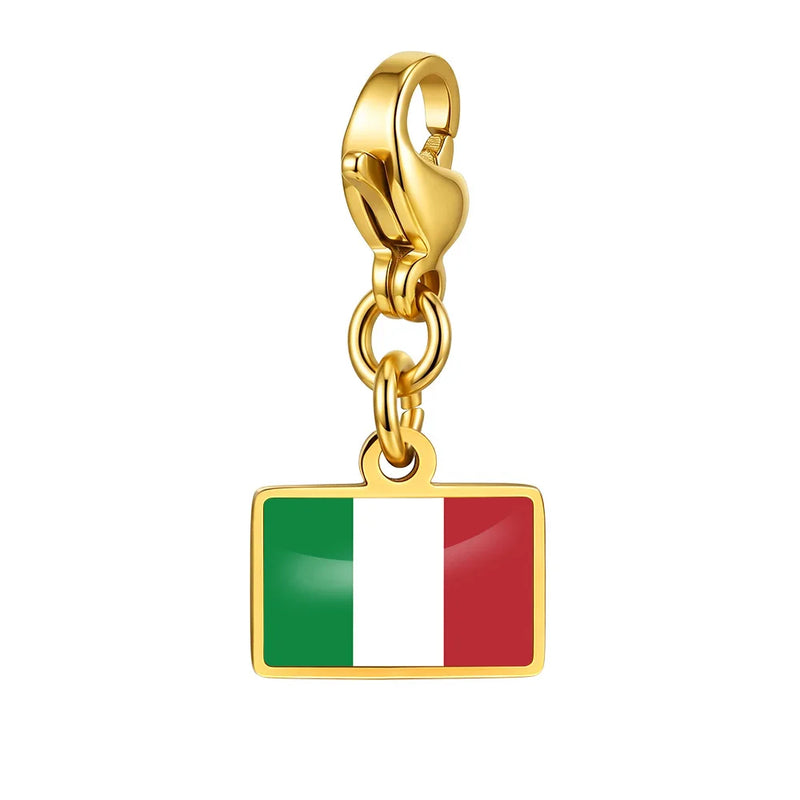 Country Flag Charms Stainless Steel Gold Plated