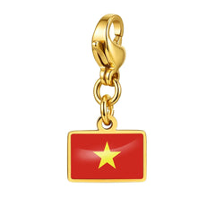 Country Flag Charms Stainless Steel Gold Plated