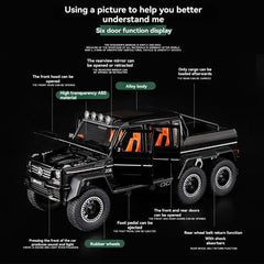 Mercedes G Wagon 6x6 Metal Diecast Car 1:24 (21x8 cm)