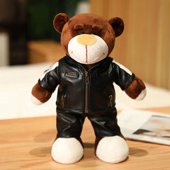 30CM Super Cool Motorcycle Bear Doll Locomotive Teddy Bear Mini Helmet Bear