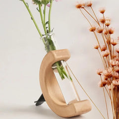 Black Walnut Wood Car Flower Vase Holder Ornaments Wooden Vent Clip 2 Pcs Set