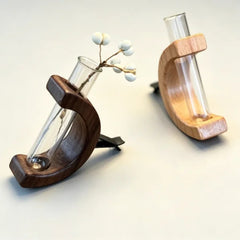 Black Walnut Wood Car Flower Vase Holder Ornaments Wooden Vent Clip 2 Pcs Set