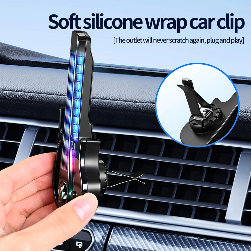 Auto Air Vent Guitar Shape RGB Sound Pickup Light Music Sync LED Ambient Car Interior Lamp