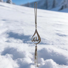 Handmade Islamic Car Hanging, Metal Teardrop Rhinestone Rearview Mirror Ornament