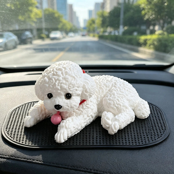 Simulation White Teddy Nibbling TPR Material Toy Car Central Control Island Decoration