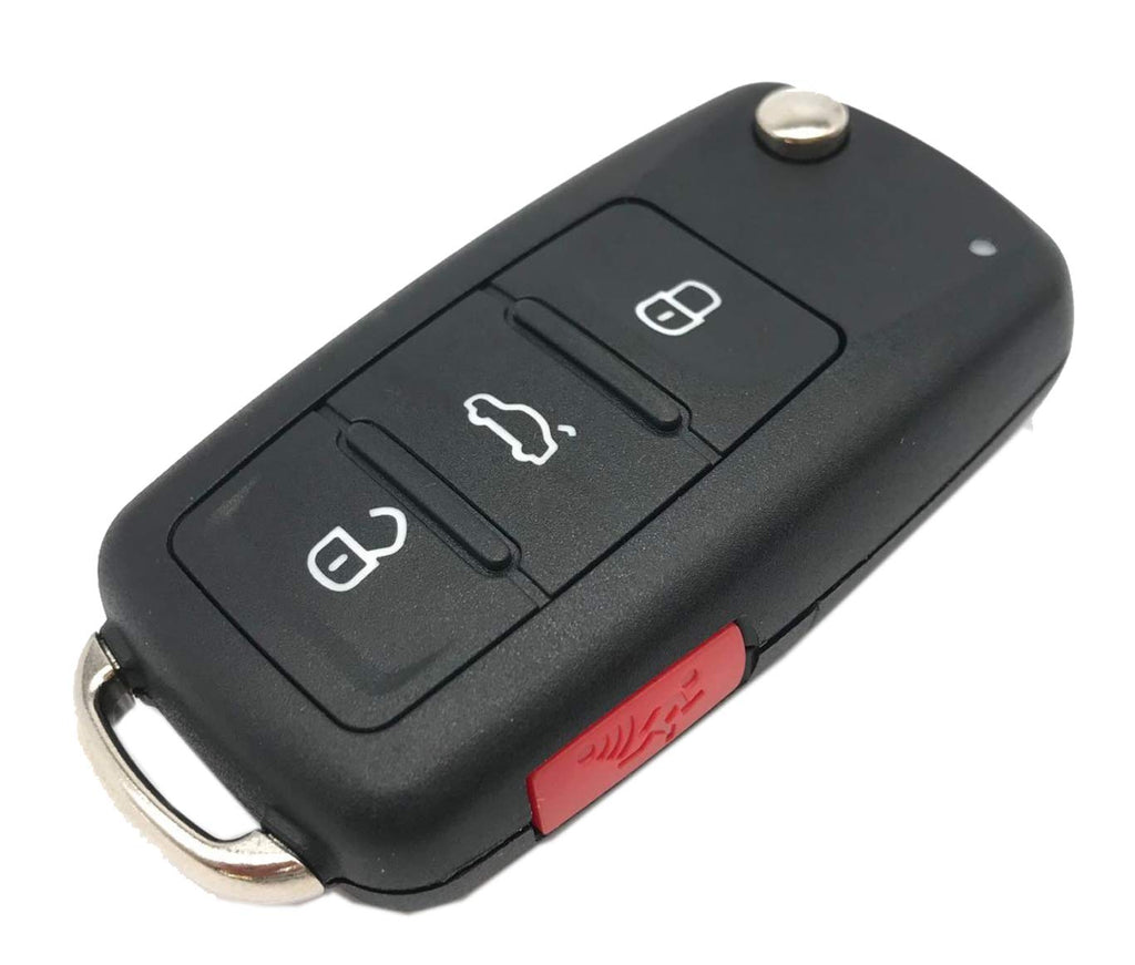 Volkswagen Old Flip Key Metal Alloy Leather Keycase with Holder & Rope Chain