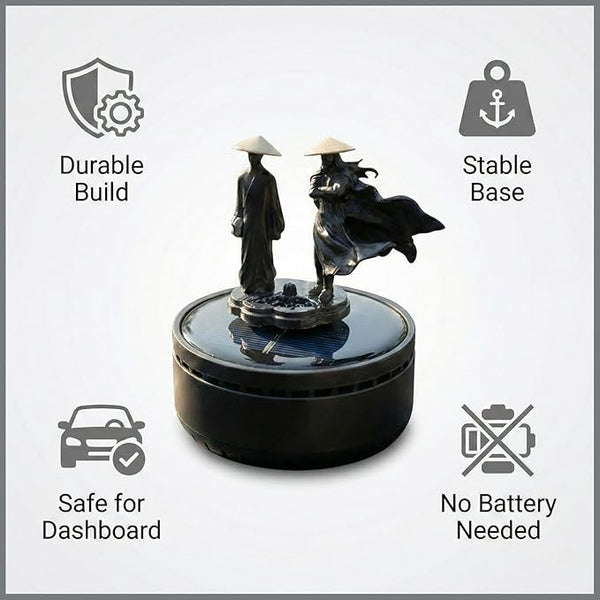 Warrior Solar Powered Rotating Car Perfume | Dashboard Air Freshener Diffuser | Battery-Free & Eco-Friendly