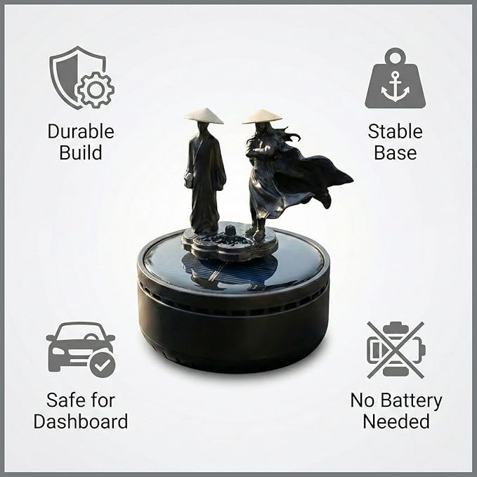 Warrior Solar Powered Rotating Car Perfume | Dashboard Air Freshener Diffuser | Battery-Free & Eco-Friendly