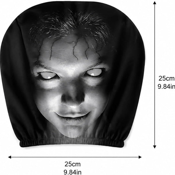 2pcs Modern Style Hooded Bright-Eyed Mysterious Portrait Pattern Car Headrest Covers