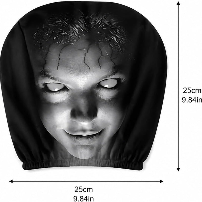 2pcs Modern Style Hooded Bright-Eyed Mysterious Portrait Pattern Car Headrest Covers