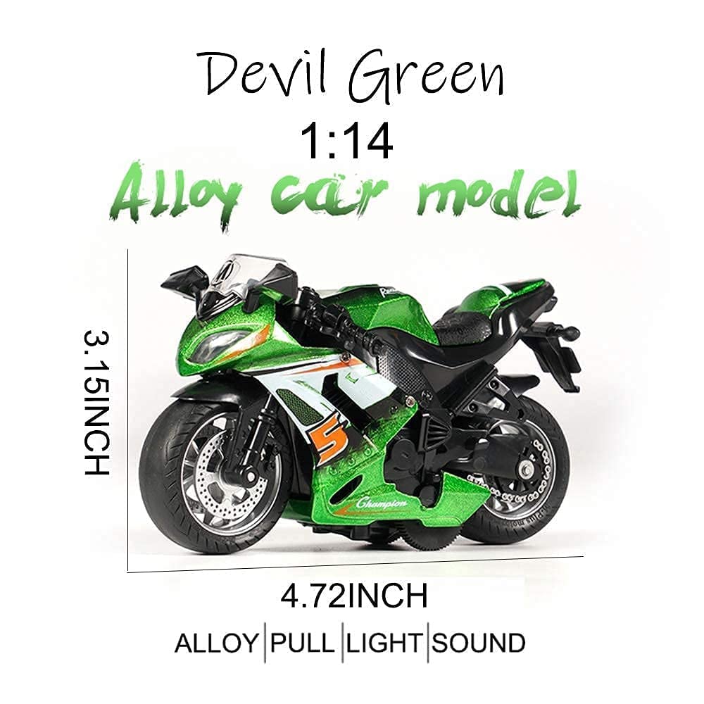 Super Bike Devil Green Diecast Metal Bike 1:14