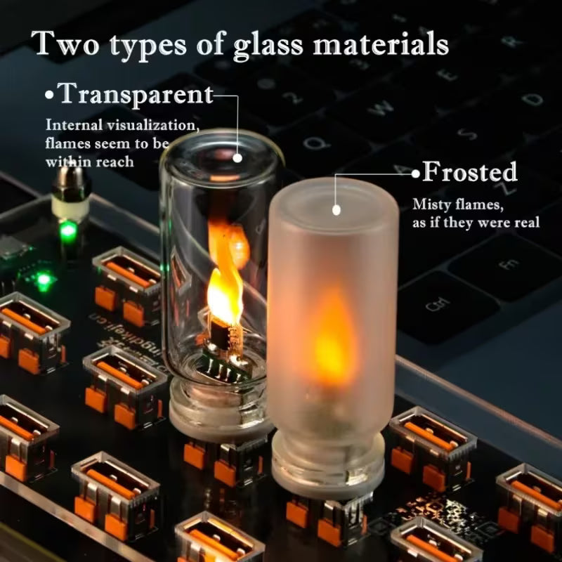 Touch-Sensitive Flame LED Glass Bottle Lamp Frosted & Transparent - USB-Powered Night Light 2 Pcs Set