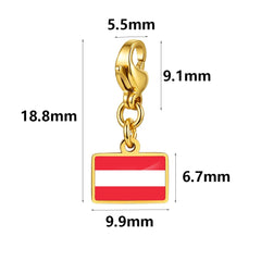 Country Flag Charms Stainless Steel Gold Plated