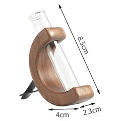 Black Walnut Wood Car Flower Vase Holder Ornaments Wooden Vent Clip 2 Pcs Set