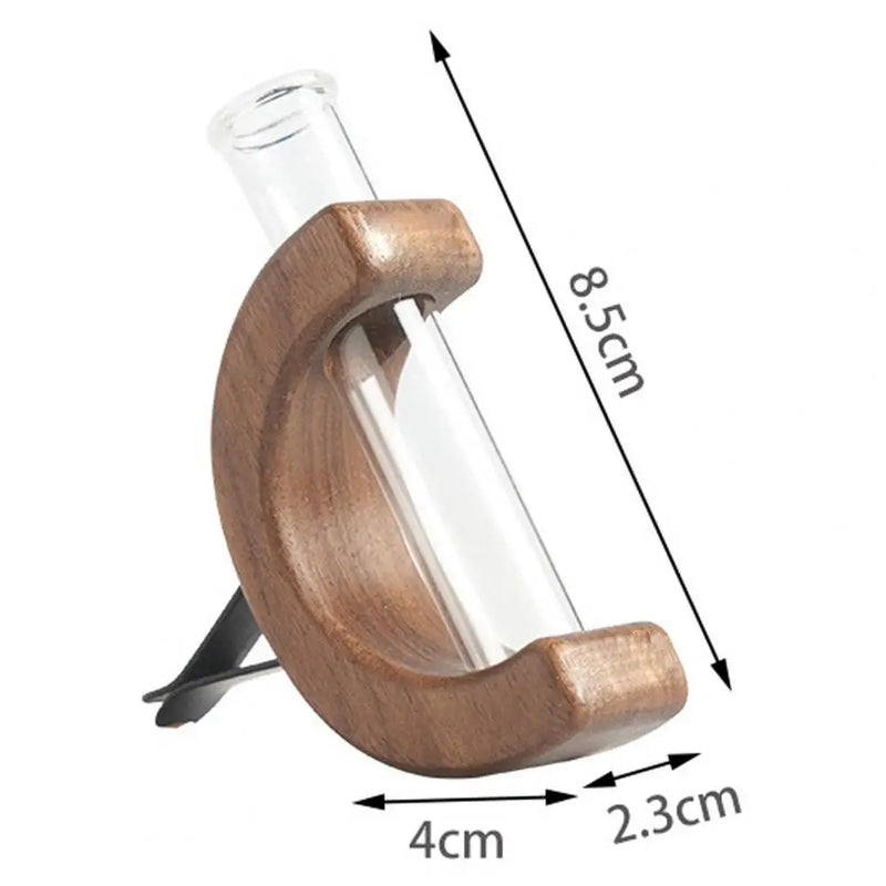 Black Walnut Wood Car Flower Vase Holder Ornaments Wooden Vent Clip 2 Pcs Set